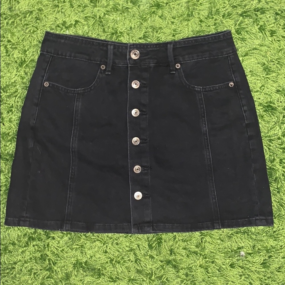 American Eagle black denim mini skirt
